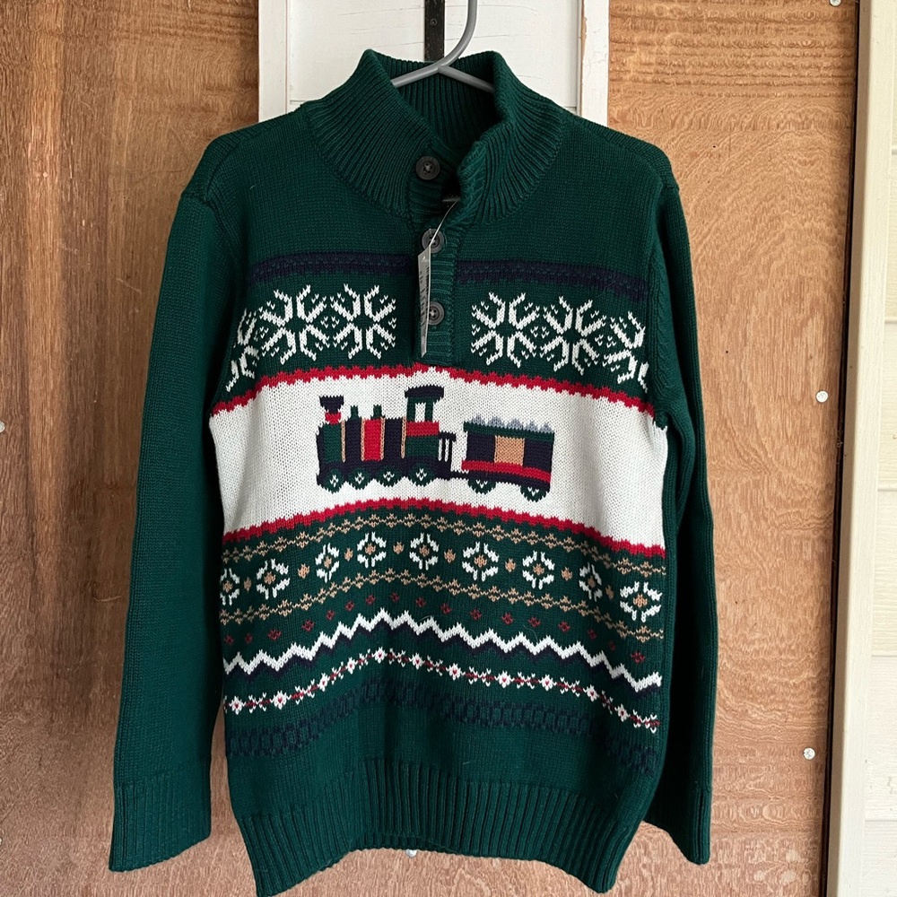 The Children’s Place Green Train Pattern Sweater, Sz 4T, NWT